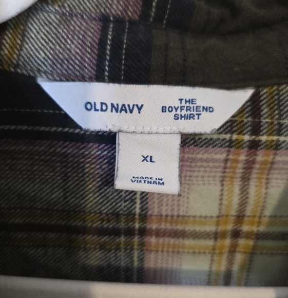 ⭐️40% Off⭐️ Old Navy The Boyfriend Shirt Flannel Button Down Tunic- Pink Olive - Picture 13 of 14